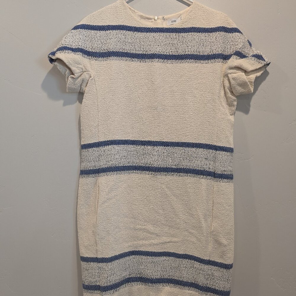 Closed Womens Cotton/Wool Short Sleeve Dress Cream/Blue Stripe Size Small